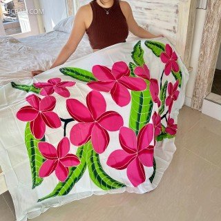 Hot Sale Rayon Sarong Hand Painted Flower Design by Balinese Artisans